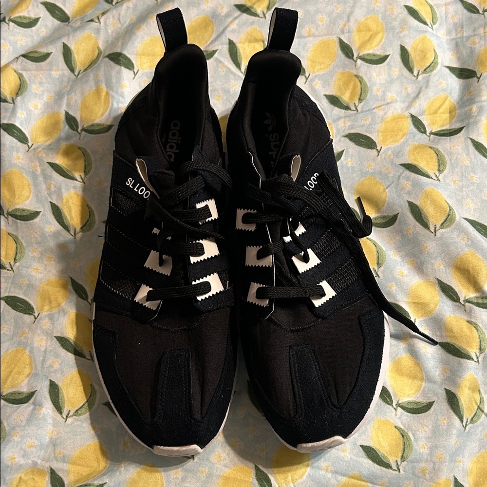 adidas Black Sneakers with White Stripes